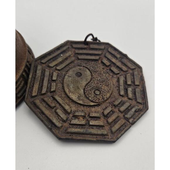 Vintage Chinese Temple Cast Iron Metal Bell, Wind Chime with Bat Pattern - Picture 3 of 8